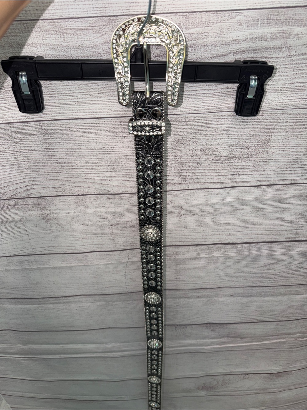 Blazin Roxx Black Western Belt with Silver Rhinestone Buckle
